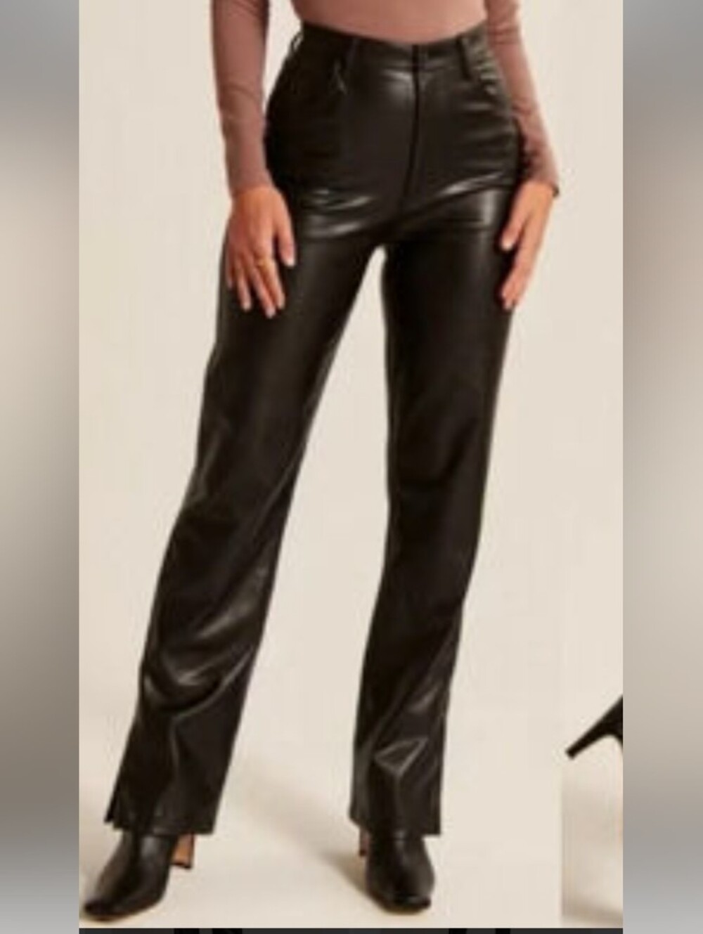 A&F the 90s straight ultra high rise curve love vegan leather pants